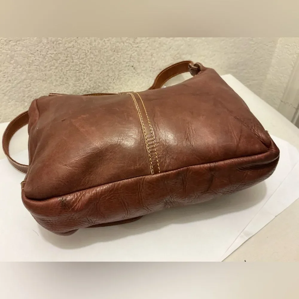 Frye Rich Brown Leather Messenger Bag vintage